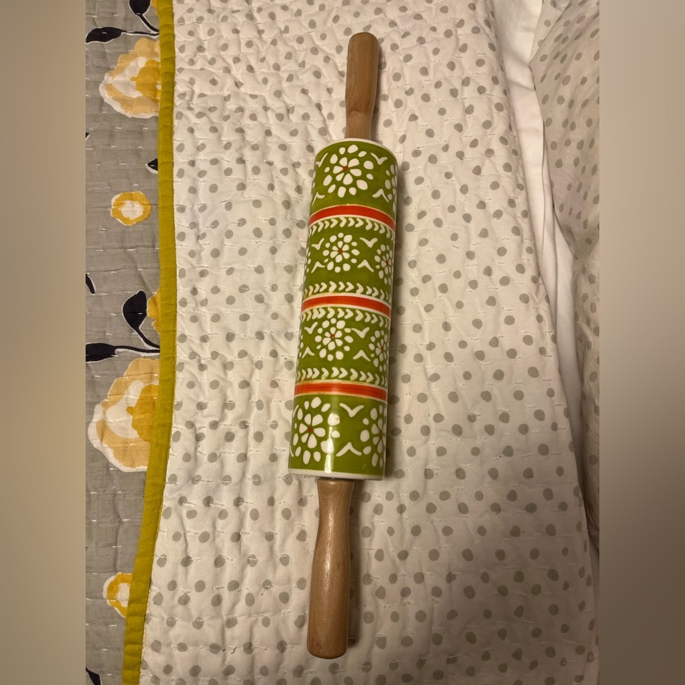 Green Patterned Rolling Pin